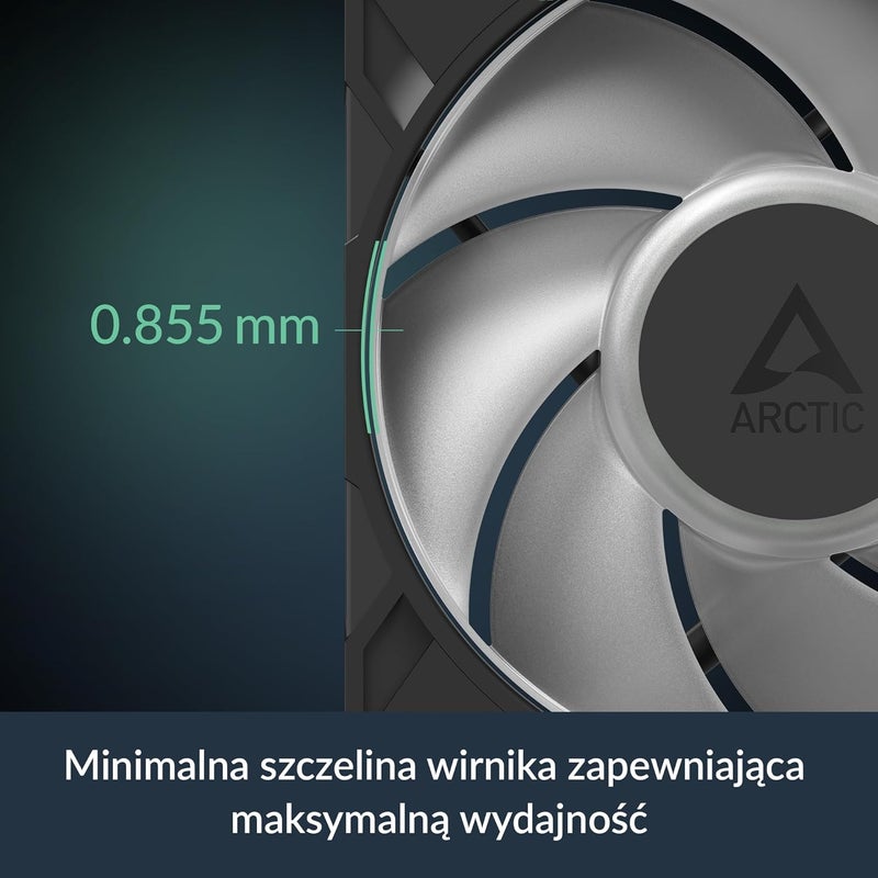 Arctic مروحة P12 Pro عكسية A-RGB – عبوة 3 – مروحة متميزة 120 مم مع تدفق هواء عكسي، مروحة PWM مع موصل Y، 500-3000 RPM، 0 RPM <5% PWM، 5V RGB رقمي، تحمل هيدروديناميكي، 4 دبابيس - أسود - Image 5